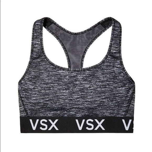Victoria’s Sport VSX The Player Mesh Logo Band Sports Bra Heathered Grey S - Picture 1 of 13